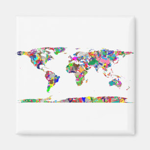 Íman Mapa Mundial Colorido de abstrato 2