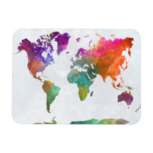 Íman Mapa Mundial Da Aquarela