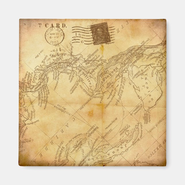 Íman Mapa mundial da Vintage (Frente)