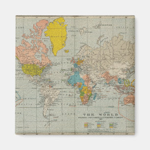 Íman Mapa Mundial da Vintage em 1910