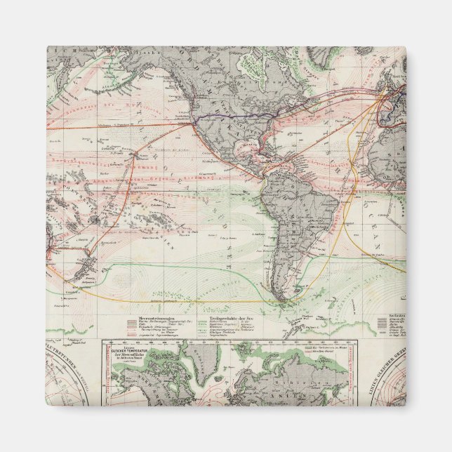 Íman Mapa Mundial das Correntes do Oceano (Frente)