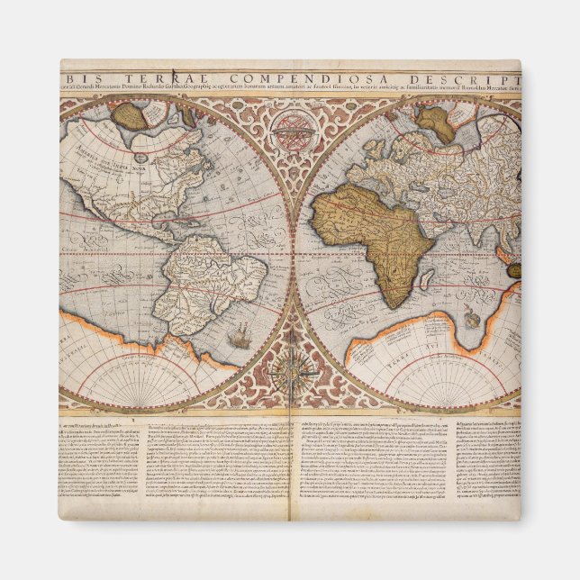 Íman Mapa Mundial do Hemisfério Duplo, 1587 (Frente)