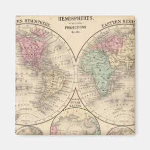 Íman Mapa mundial dos hemisférios por Mitchell