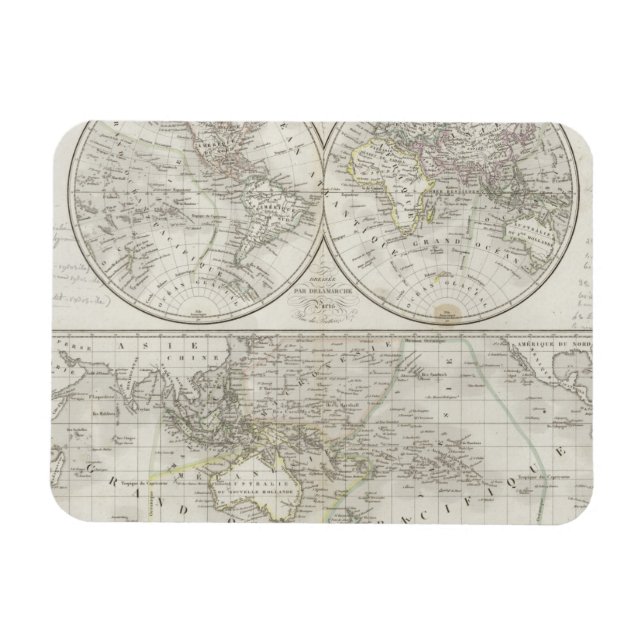 Íman Mapa Mundial em Dois Hemisférios (Horizontal)