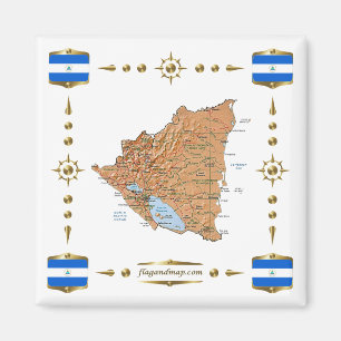 Íman Mapa Nicarágua + ímã de sinalizadores