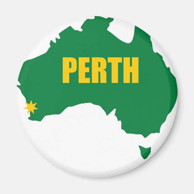 Íman Mapa Perth Green e Dourado (Frente)