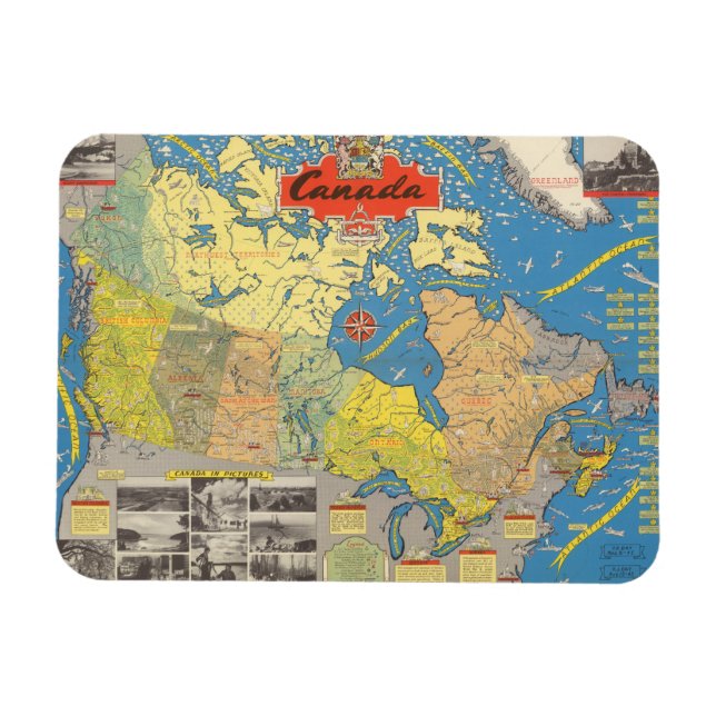 Íman Mapa Pictórico do Canadá - Pontos (Horizontal)
