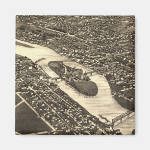 Íman Mapa pictórico do vintage da Aurora Illinois (188