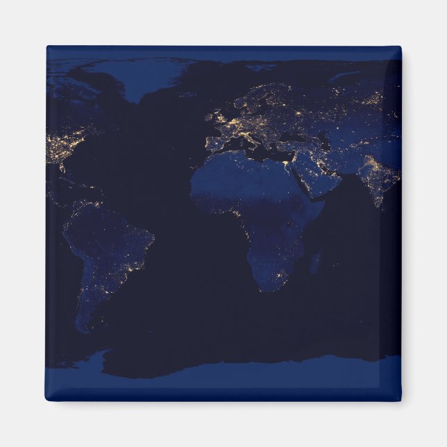 Íman Mapa Plana Da Terra Mostrando As Luzes Da Cidade D (Frente)