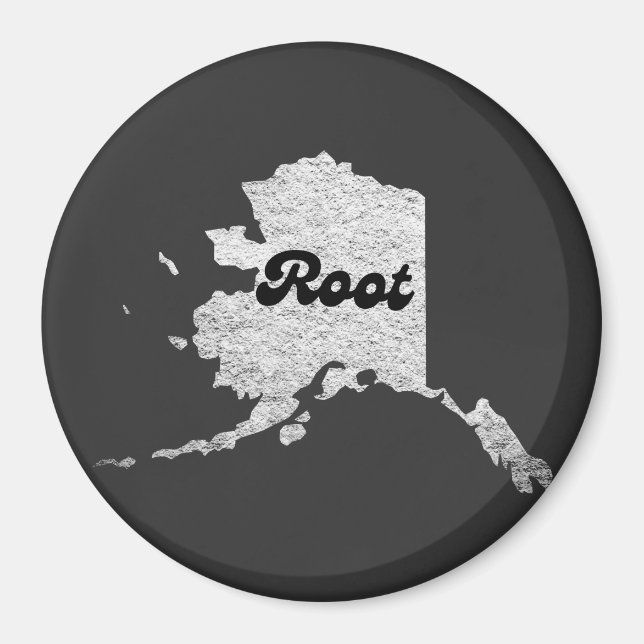 Íman Mapa Raiz do Estado de Alask Ortográfico Root Map  (Frente)
