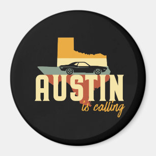 Íman Mapa retro da cidade de Austin Texas TX EUA do