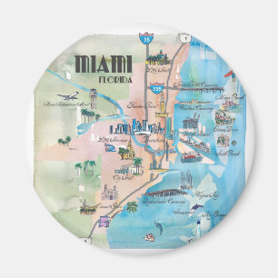 Íman Mapa retro de Miami Florida