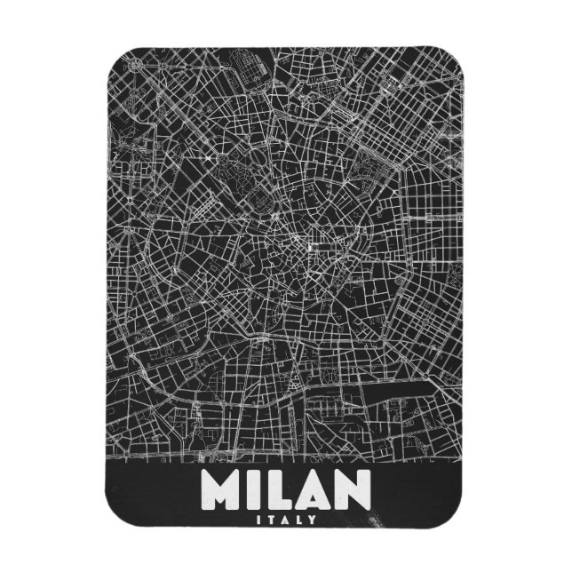 Íman Mapa Retro de Milão Itália (Vertical)