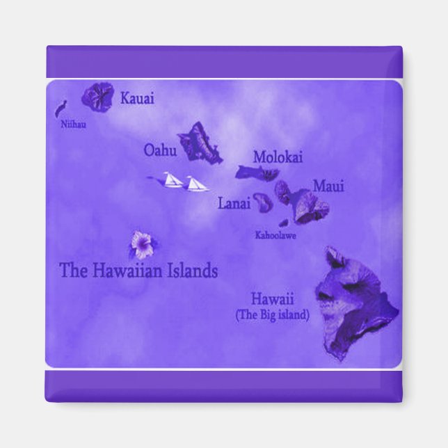 Íman Mapa roxo da ilha do Havaí (Frente)