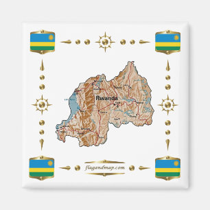 Íman Mapa Ruanda + Magnet