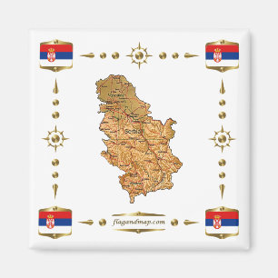 Íman Mapa Sérvia + ímã de sinalizadores