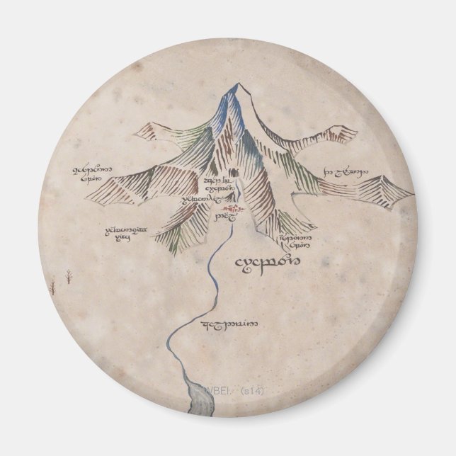 Íman Mapa Sindarin da Montanha Solitário (Frente)