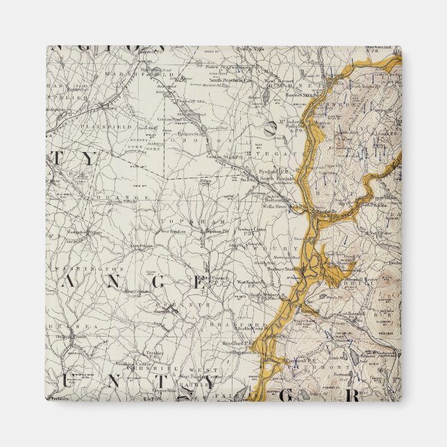 Íman Mapa Topográfico e Glacial de New Hampshire 2 (Frente)