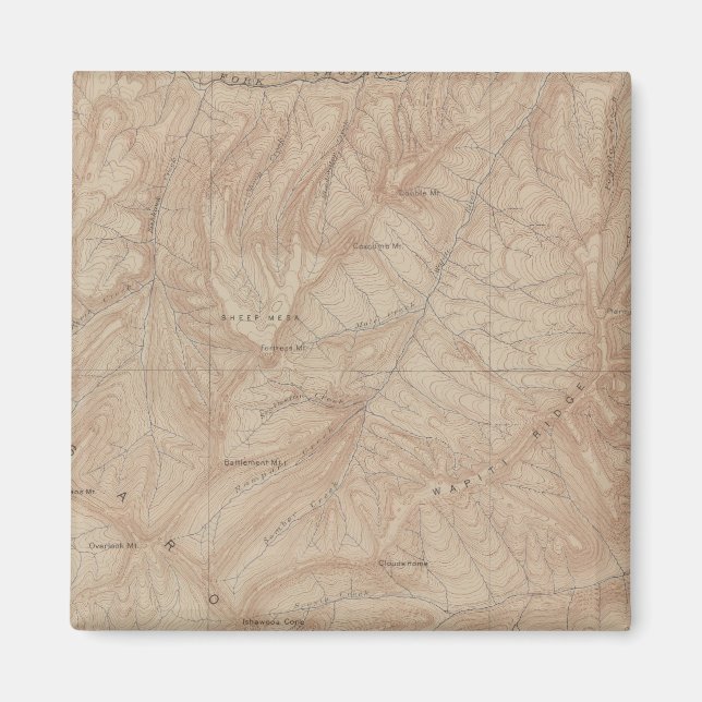 Íman Mapa Topográfico, Parte Nacional Yellowstone, Wyom (Frente)