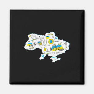 Íman Mapa Ucrânia - Emblema Nacional Ucraniano - Ucrâni