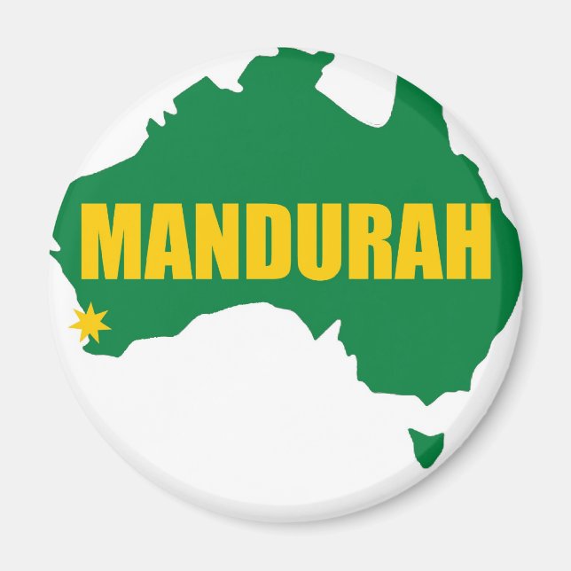 Íman Mapa Verde e Dourado de Mandurah (Frente)