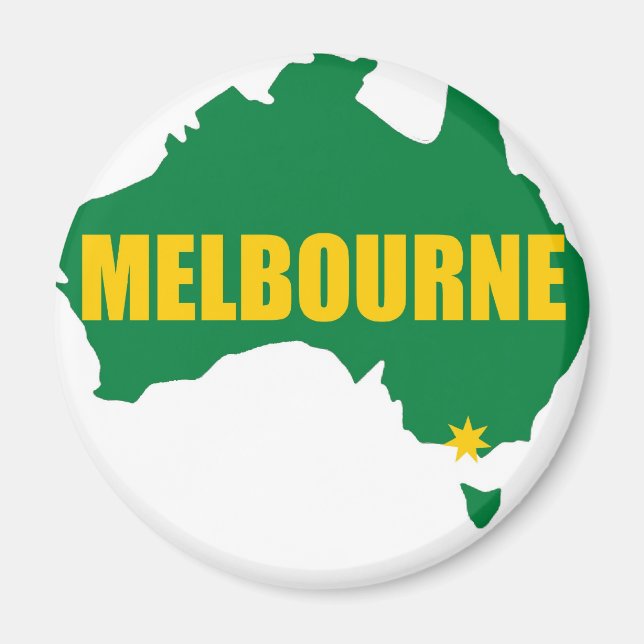 Íman Mapa Verde Melbourne e Dourado (Frente)