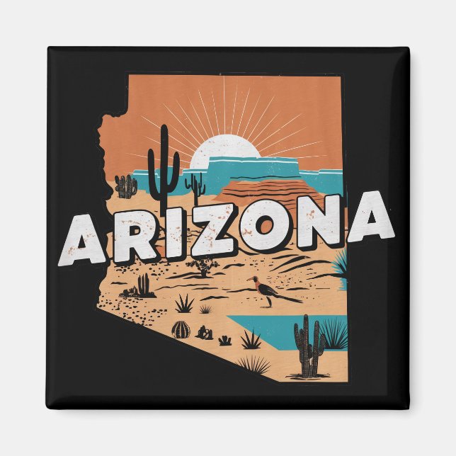 Íman Mapa Vintage Arizona USA (Frente)