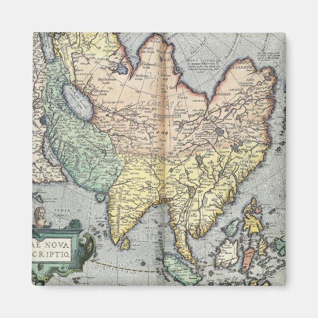 Íman Mapa Vintage da Ásia | 1592 (Frente)