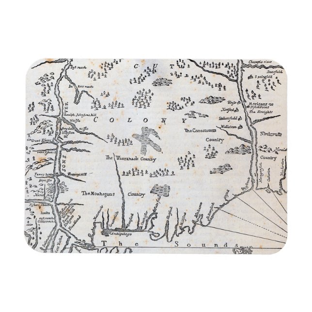 Íman Mapa Vintage de Connecticut (Horizontal)