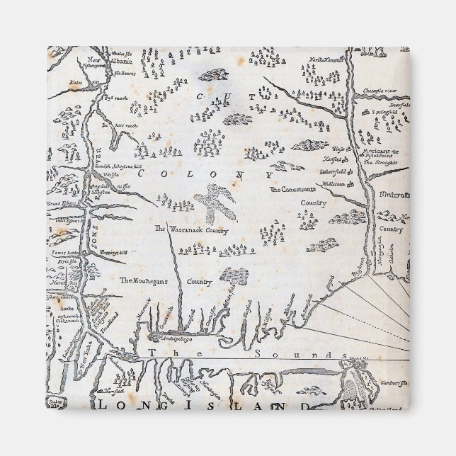 Íman Mapa Vintage de Connecticut (Frente)