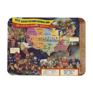 Íman Mapa Vintage do futebol americano dos anos 50