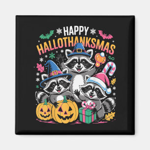 Íman Mapache Feliz Hallothanksmas Halloween Alegre Nata