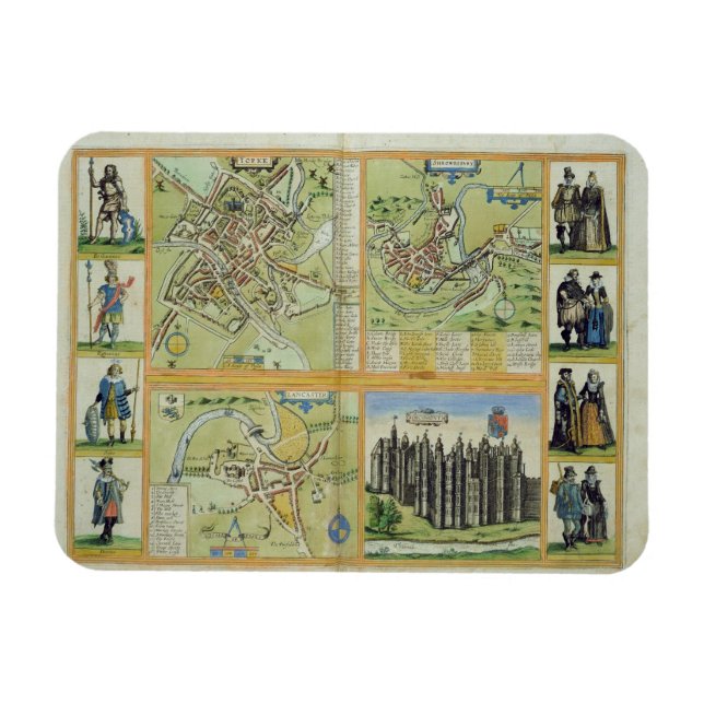 Íman Mapas de York, Shrewsbury, Lancaster e Richmond, (Horizontal)