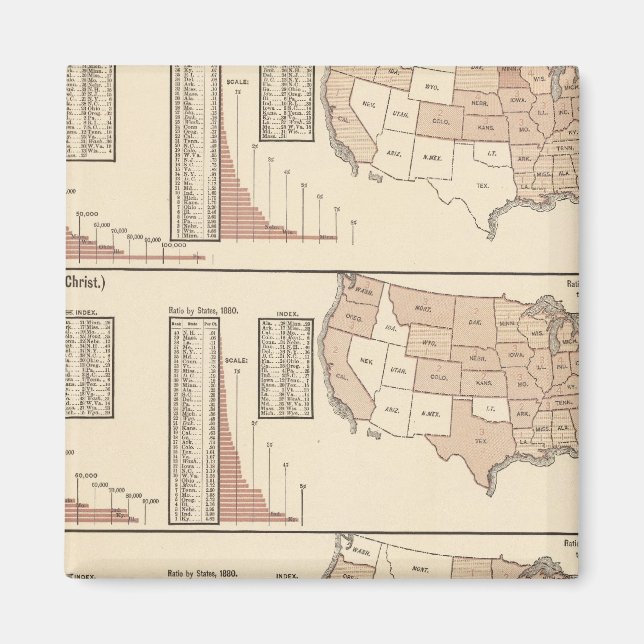 Íman Mapas litográficos dos Estados Unidos (Frente)