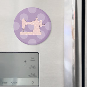 Íman Máquinas De Costurar, Bolinhas - Branco Rosa