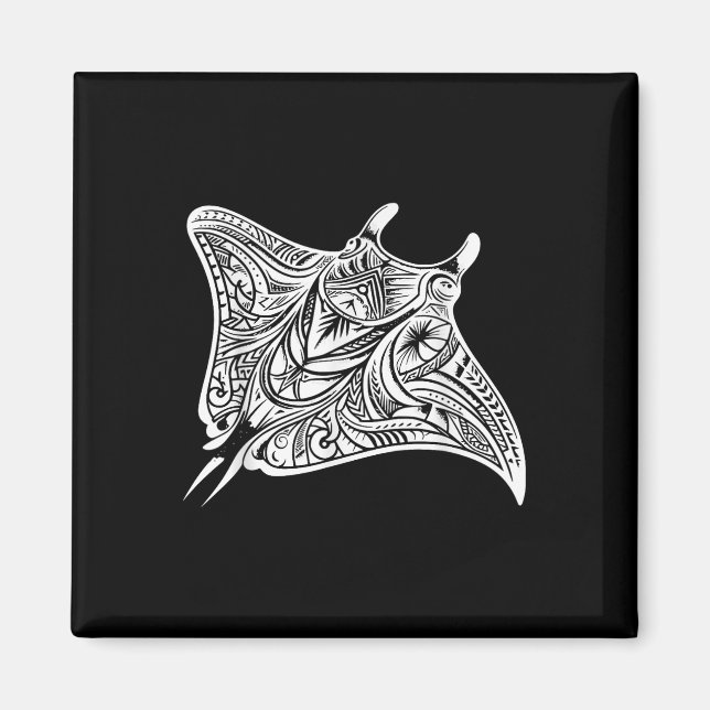 Íman Mar de Tatuagem Tribal Manta Ray Polynésia (Frente)