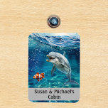 Íman Mar Personalizado do Oceano Golfinho<br><div class="desc">Este design foi criado através da arte digital. Pode ser personalizado na área fornecer ou personalizar escolhendo o clique para personalizar mais opções e alterando o nome, as iniciais ou as palavras. Você também pode alterar a cor e o estilo do texto ou excluir o texto de um design de...</div>