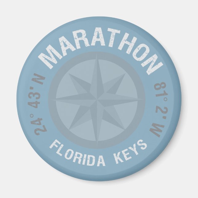Íman Marathon Florida Keys Latitude Longitude Náutica (Frente)