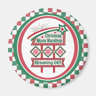 Íman Maratona Retro Marquee Festiva do Filme de Natal