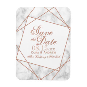 Íman Marble and Faux Rose Gold Save the Date