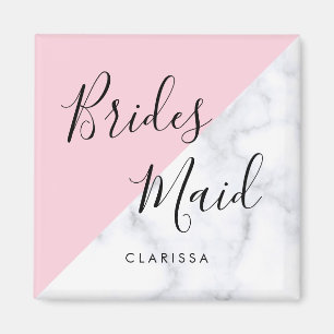 Íman Marble branco Elegante e madrinha rosa pastel