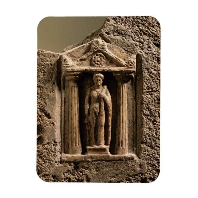Íman Marble e sandstone votive stele com figos fêmeas (Vertical)