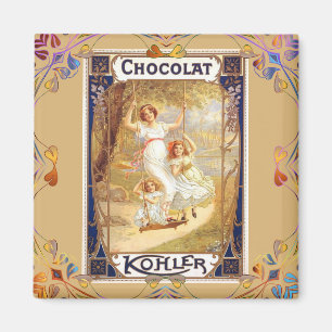 Íman Marca de chocolate vitoriano elegante floral