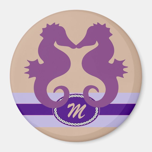 Íman Marcador de Porta de Stateroom Purple Monogramas S (Frente)