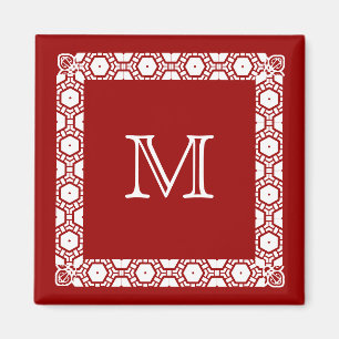 Íman Marcador Monogrammed vermelho e branco da porta de