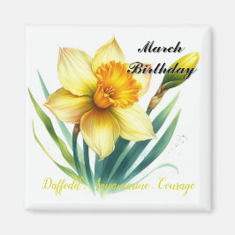 Íman March Daffodil and Birthstone