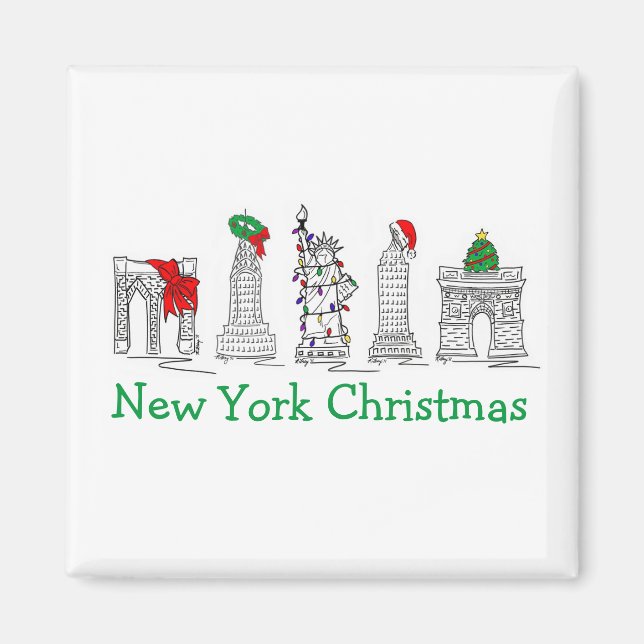 Íman Marcos de Natal NYC para Férias Nova Iorque (Frente)
