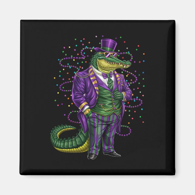 Íman Mardi Gras Alligator Funny Mardi Gras Costume (Frente)