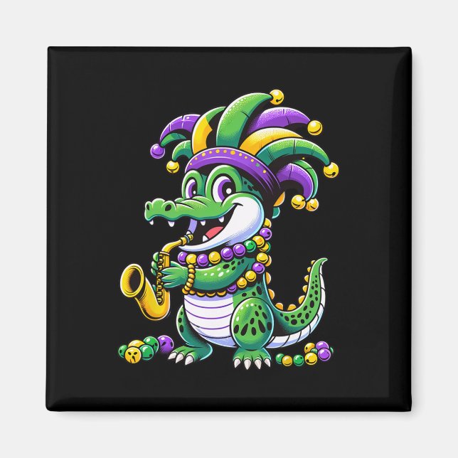 Íman Mardi Gras Alligator Jester Hat Carnaval Pará (Frente)