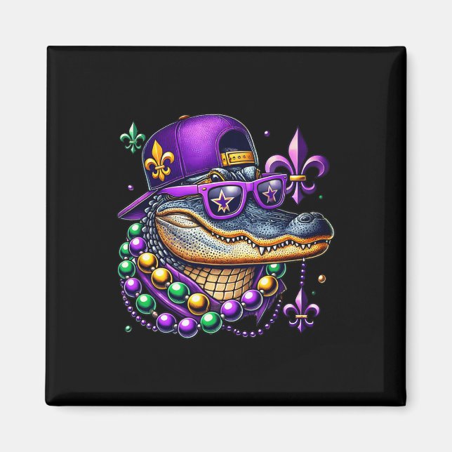 Íman Mardi Gras Alligator Mardigator Crocodile Kids Boy (Frente)